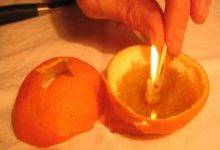با پوست پرتقال شمع بسازید