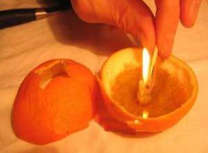 با پوست پرتقال شمع بسازید