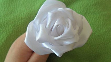 ساخت گل رز با روبان سفید