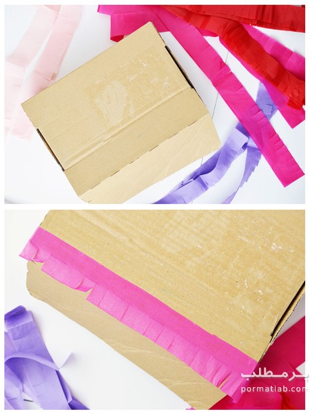 ساخت باکس با جعبه کفش و کاغذ رنگی,آموزش درست کردن باکس هدیه