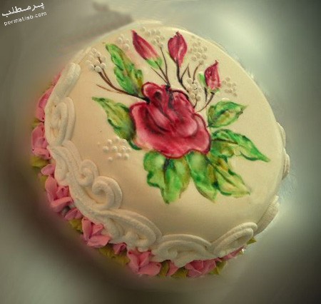 تزیین کیک با نقاشی های خوراکی,روش نقاشی روی کیک,نقاشی روی کیک چند طبقه